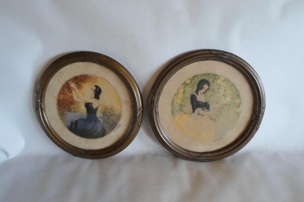 Art Nouveau Lithografie A. Ferat 2x, Antiek en Kunst, Kunst | Litho's en Zeefdrukken, Ophalen