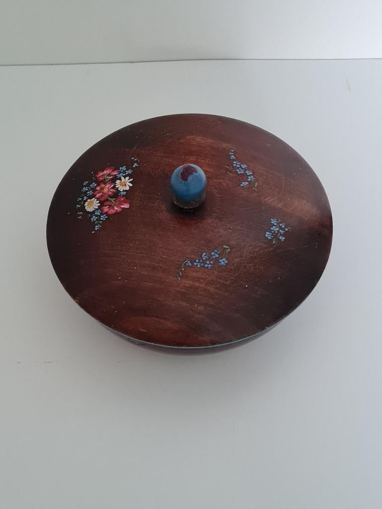 mooi houten rond kistje/juwelenkistje/ snuisterijdoosje, Ophalen of Verzenden