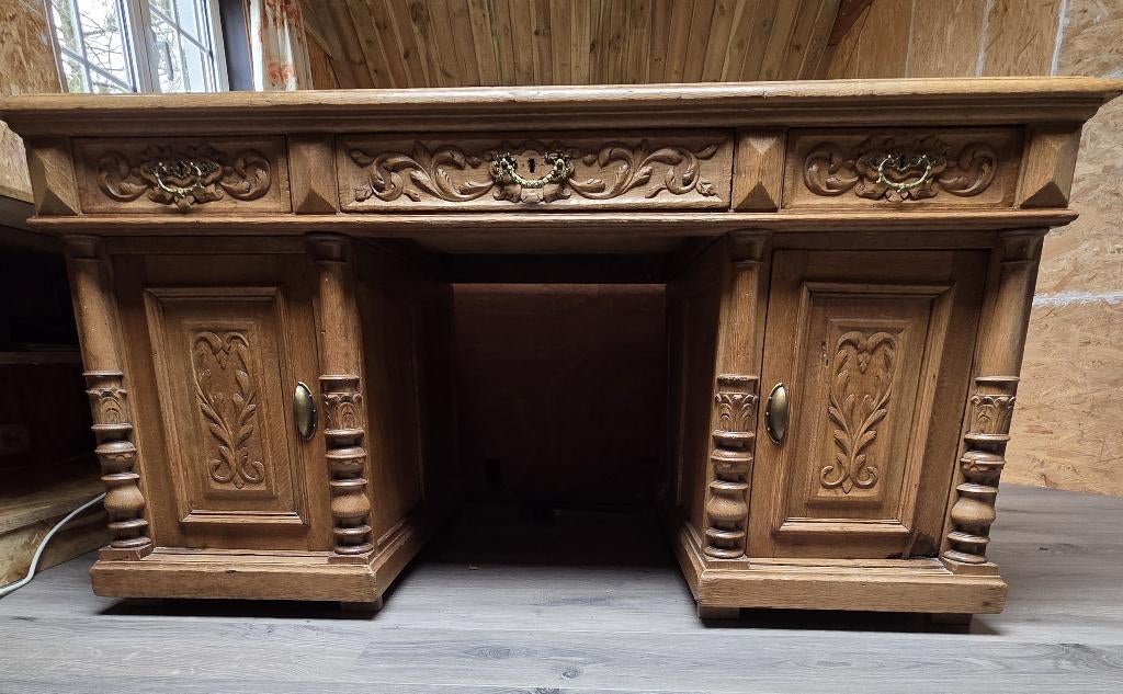 autentiek eiken bureau, Huis en Inrichting, Bureaus, Ophalen, Gebruikt, Bureau