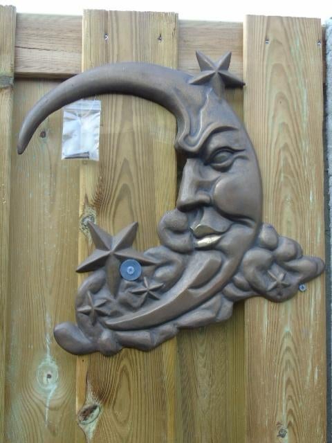 fronton lune et étoiles en bronze avec relief, Jardin & Terrasse, Décoration murale de jardin, Neuf, Enlèvement ou Envoi