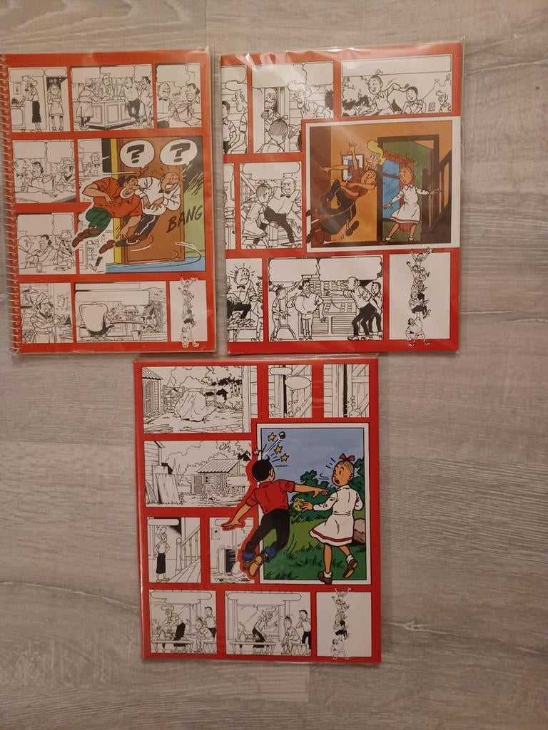 2 schriften en briefpapier Suske en Wiske, Enlèvement ou Envoi, Bob et Bobette