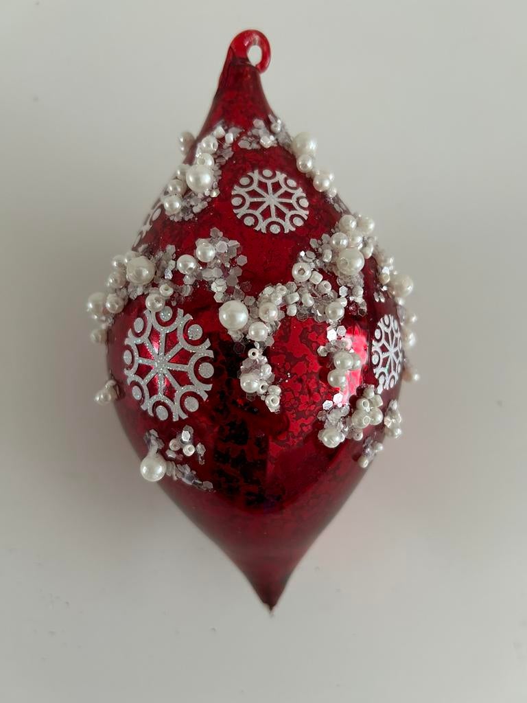 Kerstboomhanger kegel craquelé rood glas, Diversen, Kerst, Ophalen of Verzenden, Zo goed als nieuw