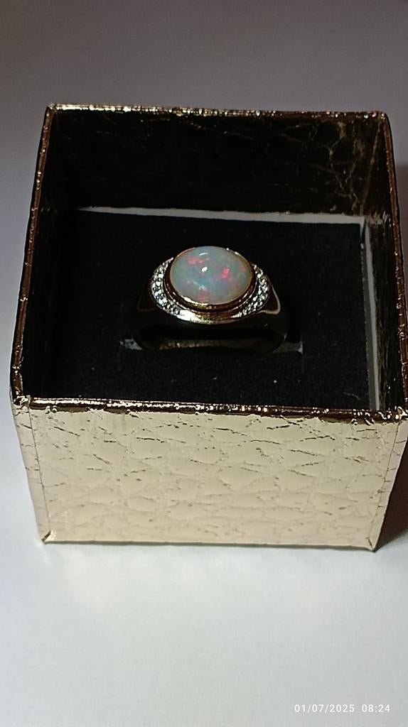 Belle bague en argent massif avec opale d'Éthiopie, Neuf, Enlèvement ou Envoi, Or, 17 à 18