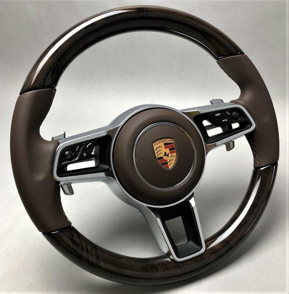 Volant Porsche, cuir marron, bois, mise à niveau espresso, Enlèvement ou Envoi, Neuf, Porsche