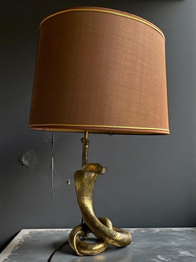 Lampe Cobra en bronze - Maison Jansen 1970, Enlèvement ou Envoi, Utilisé, Holywood Regency