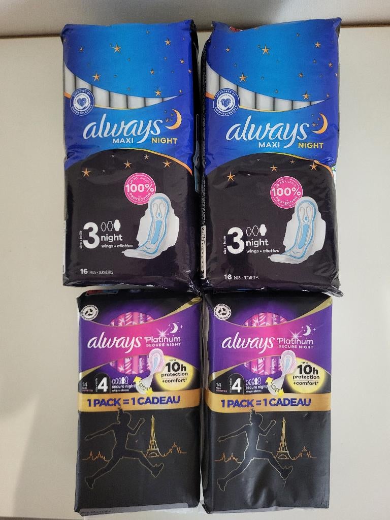 4x Always night maandverband platinum secure & maxi night, Enlèvement ou Envoi, Neuf