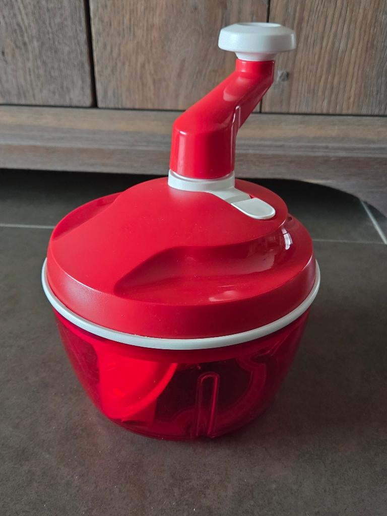 Rode Tupperware Quick Chef III met 3 messen, Ophalen, Zo goed als nieuw