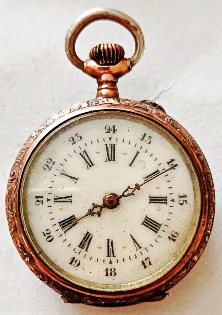 Montre de poche dame argent galonné, 8 rubis, à réparer, Collections, Enlèvement ou Envoi, Utilisé