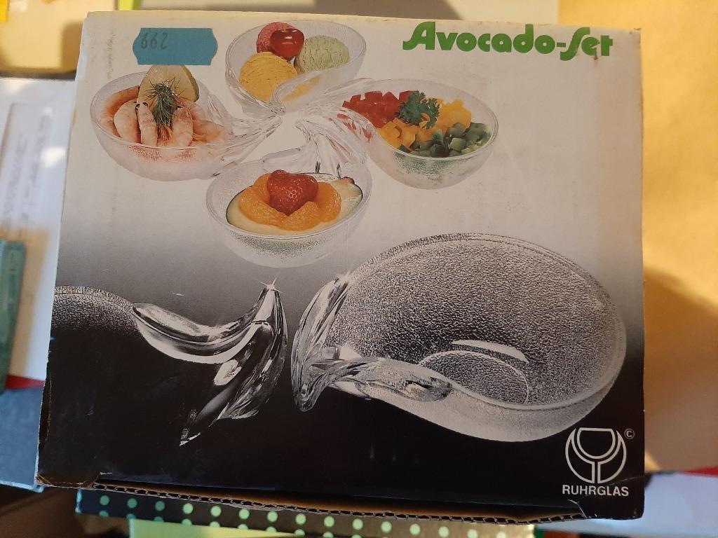 Vintage Ruhrglas 6 schalen coupelles avocado-set avocado set, Schaal, Nieuw, Ophalen of Verzenden, Glas