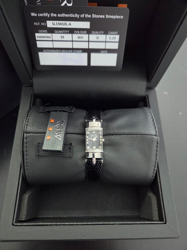 DAMESHORLOGE RSW LADY LIBERTY DIAMANTEN NIEUW, Handtassen en Accessoires, Horloges | Dames, Nieuw, Staal, Leer, Ophalen of Verzenden