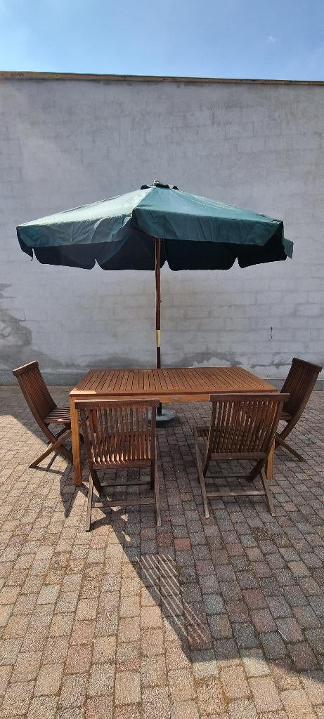 Bristol TEAK tafel + 4 nieuwe stoelen, Ophalen, Nieuw, Rechthoekig, Teakhout