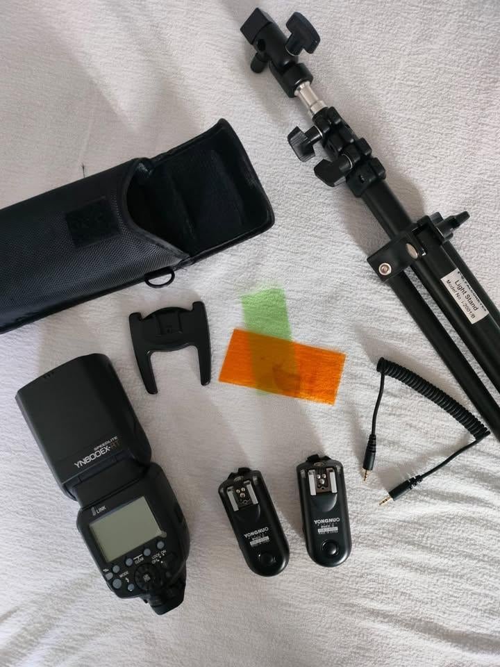 Pakket flitser Yongnuo 600EX-RT + accessoires, Audio, Tv en Foto, Foto | Flitsers, Ophalen, Zo goed als nieuw, Canon, Kantelbaar