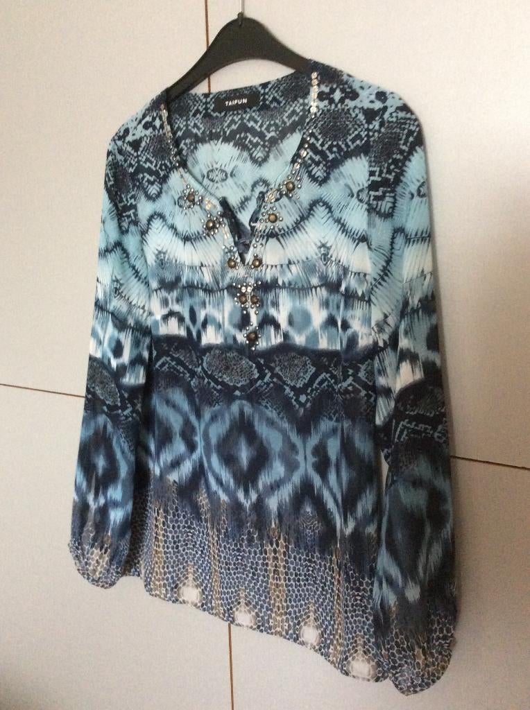 Blouse Taifun 38/40, Maat 38/40 (M), Blauw, Ophalen of Verzenden, Zo goed als nieuw