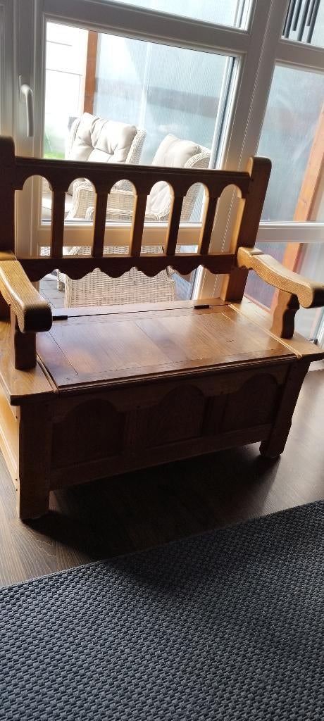 banc avec bac de rangement vieux de plus 70 ans en chêne, Enlèvement, Utilisé, Bois