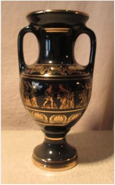 Belle carafe grecque avec finition en or 24 carats - 19 cm, Antiquités & Art, Enlèvement ou Envoi