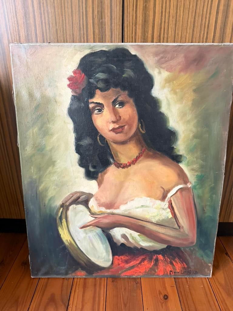 Schilderij - mooie Zuiderse dame - olie op doek, Enlèvement