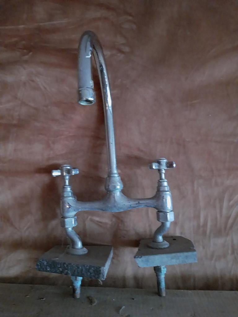 Oude Engelse mengkraan,werkend, Ophalen, Gebruikt, Chroom, Kraan