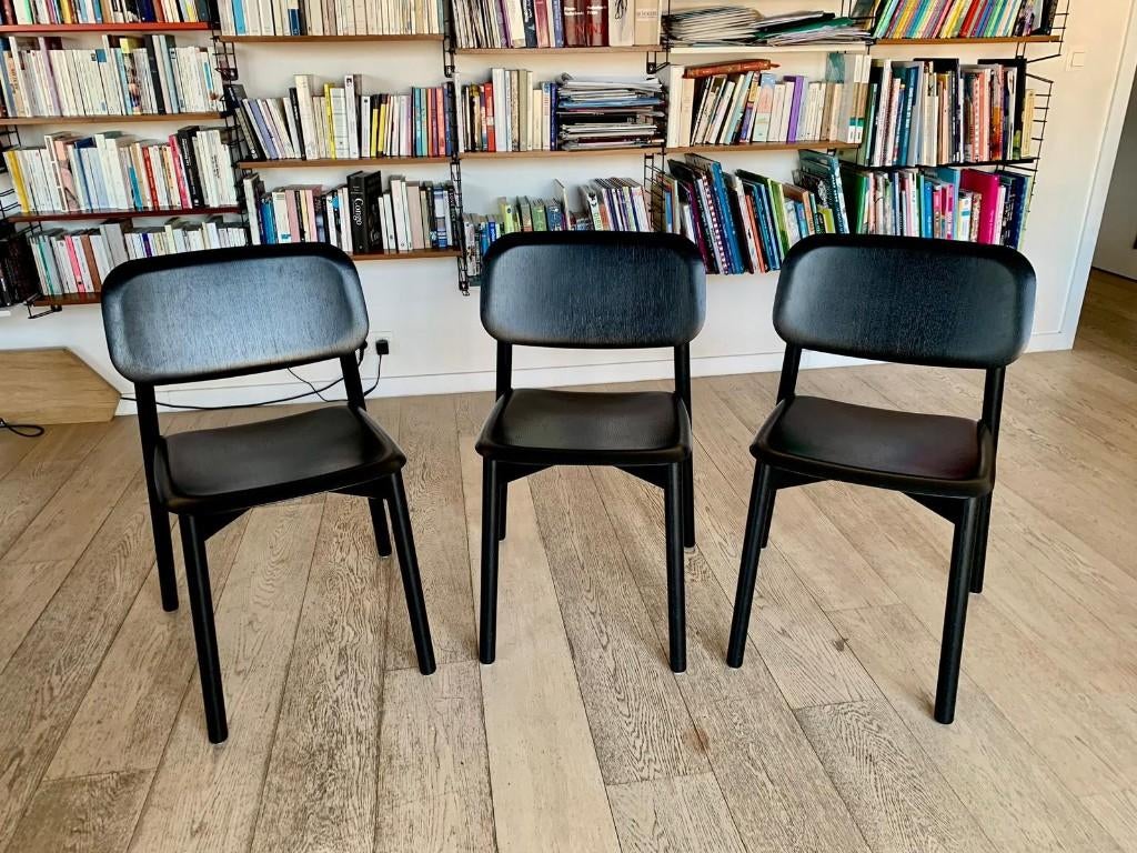HAY Soft Edge 12 design zwarte houten stoelen (3 exemplaren), Huis en Inrichting, Ophalen, Drie, Zwart, Design