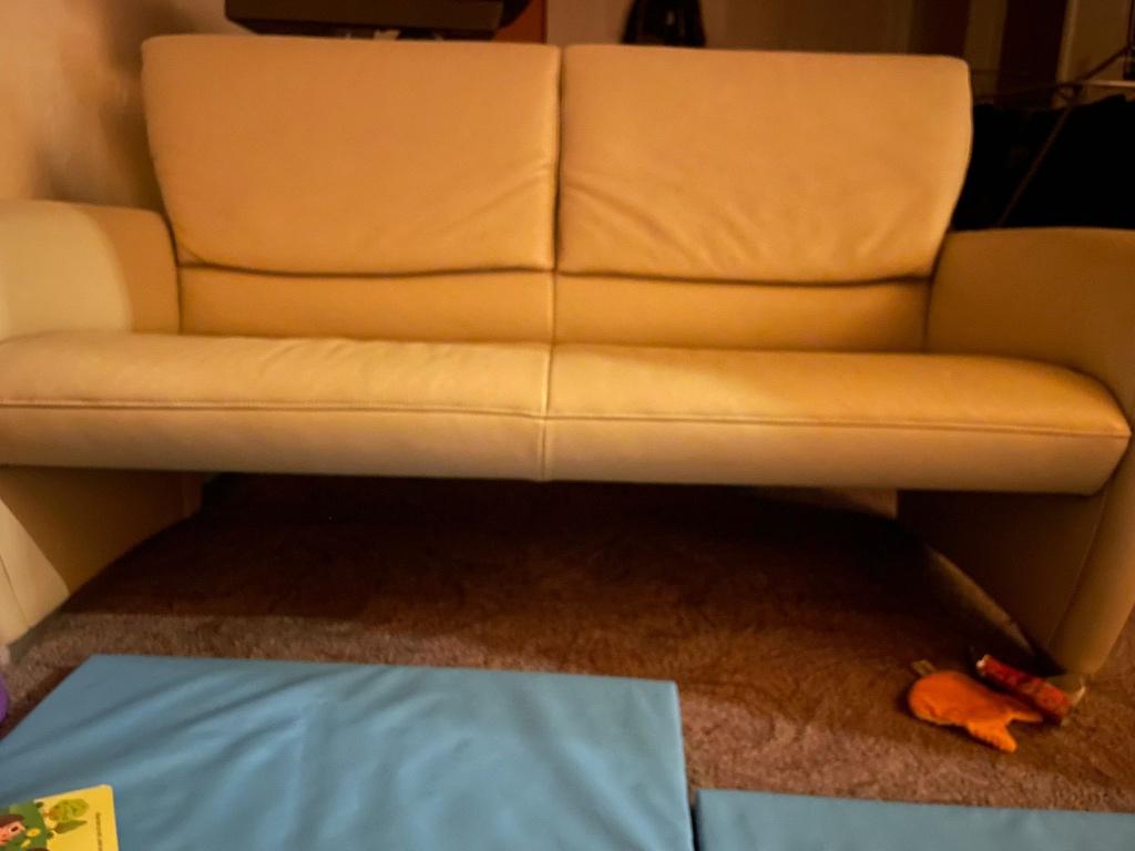 Zetel leder driezit, Huis en Inrichting, Ophalen, Gebruikt, 150 tot 200 cm, Driepersoons