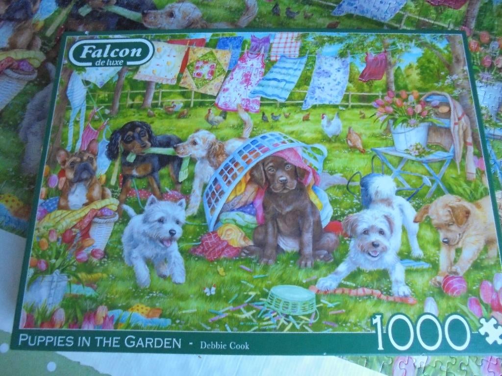 Puzzle Falçon 1000 pièces « chiots dans le jardin », Enlèvement ou Envoi, 500 à 1500 pièces, Puzzle