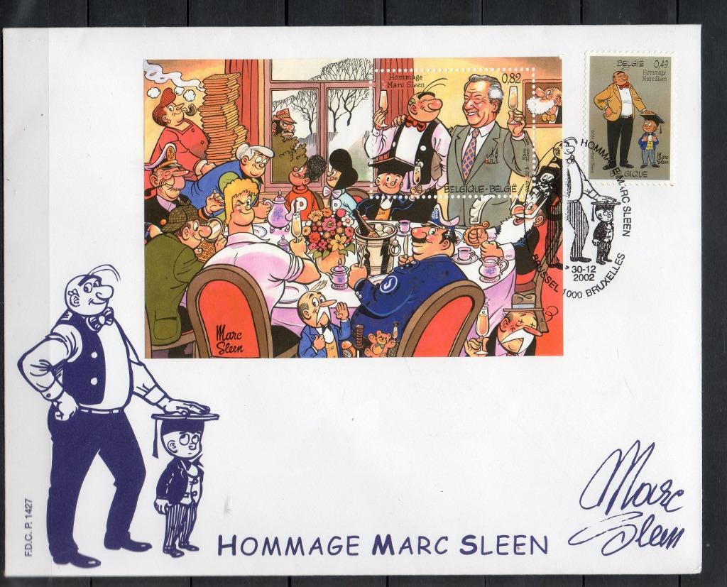 Année 2002 : FDC 3445 + 3145 du bloc 100 - Hommage à Marc Sl, Timbres & Monnaies, Enlèvement ou Envoi