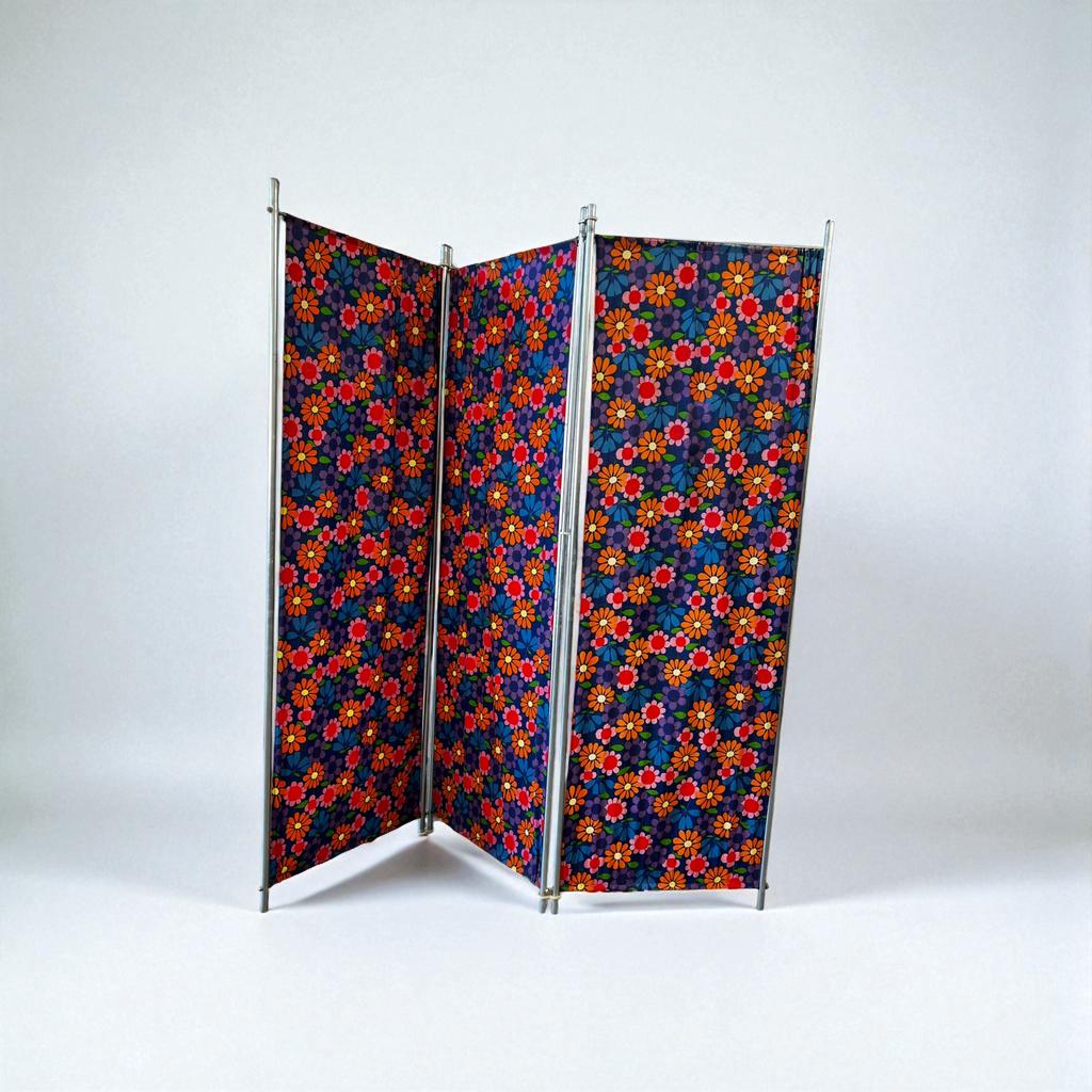 Vintage gebloemde paravent / kamerscherm, Huis en Inrichting, Woonaccessoires | Kamerschermen, Ophalen of Verzenden, Zo goed als nieuw