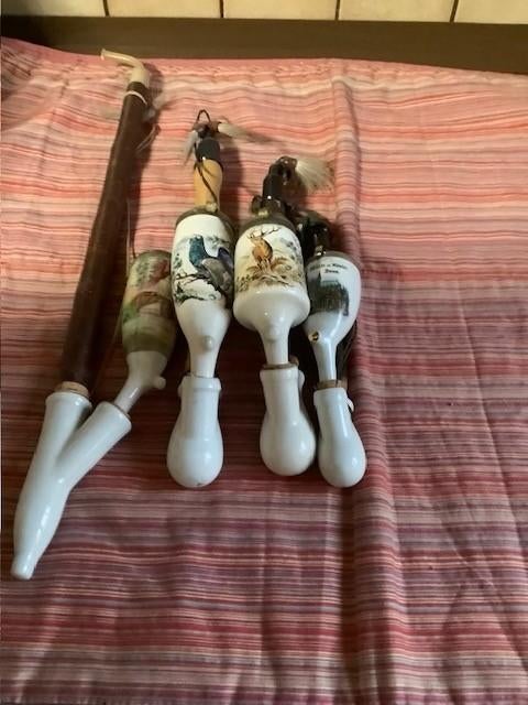 Lot 9 oude pijpen bestaand uit 4 porselein en 5 houten, Ophalen of Verzenden, Gebruikt, Overige typen