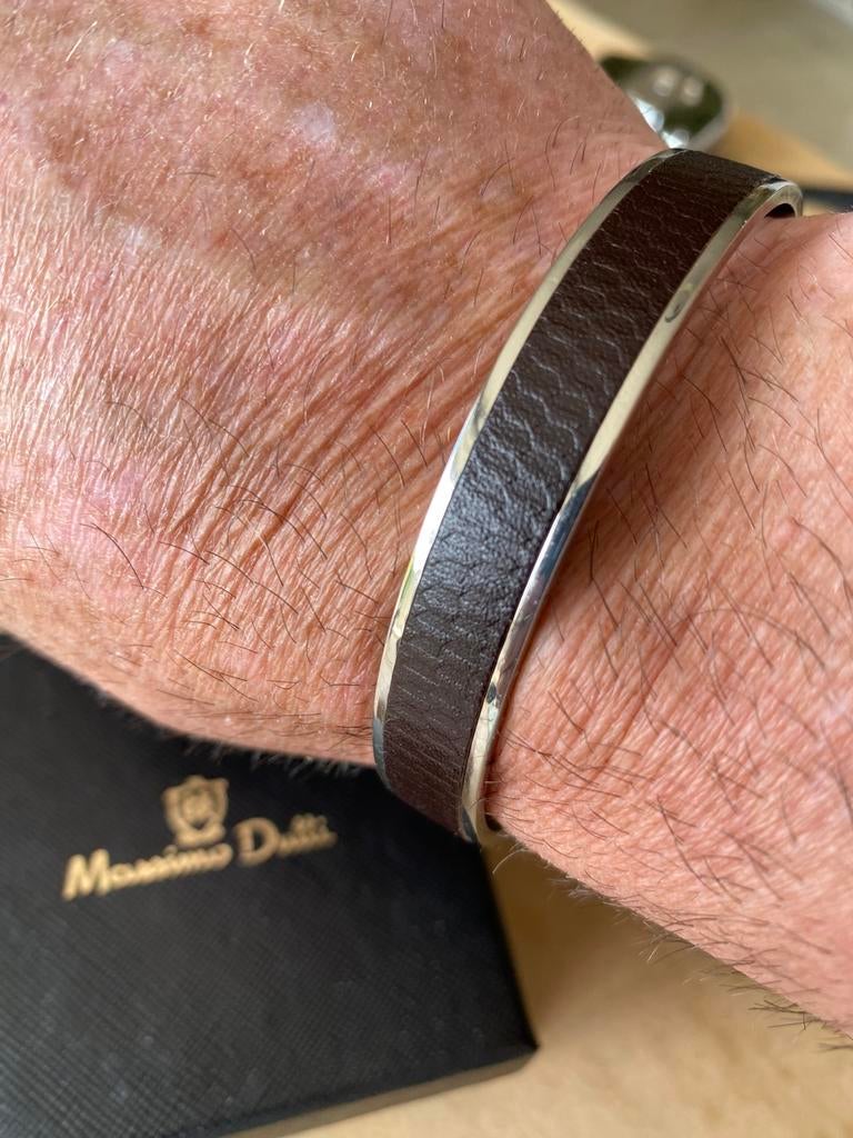 Massimo dutti zilver/leder armband collectie, Handtassen en Accessoires, Verzenden, Zo goed als nieuw, Zilver