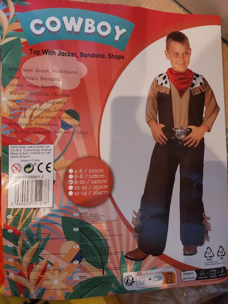 Cowboy verkleedkleren 8a10 jaar, Kinderen en Baby's, Ophalen of Verzenden, Gebruikt, Jongen of Meisje