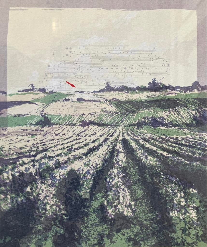 Zeefdruk Martin R. Baeyens (1943) Landschap, Ophalen of Verzenden