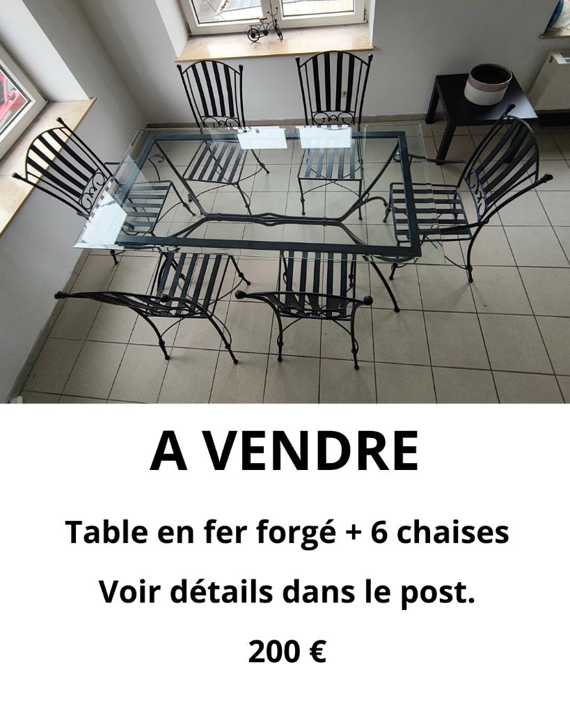 Table et chaises en fer forgé, Maison & Meubles, Tables | Tables à manger, Utilisé, 50 à 100 cm, 150 à 200 cm, Cinq personnes ou plus