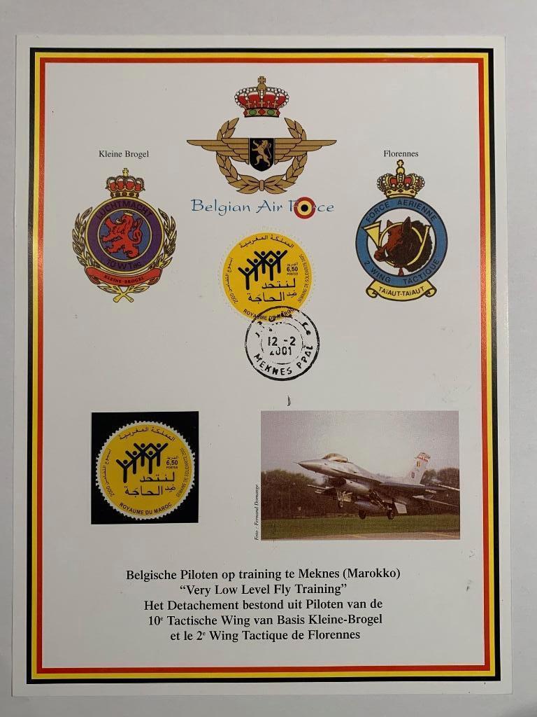 First Day Card F-16 10W TAC & 2W TAC Marokko, Collections, Objets militaires | Général, Armée de l'air, Enlèvement ou Envoi