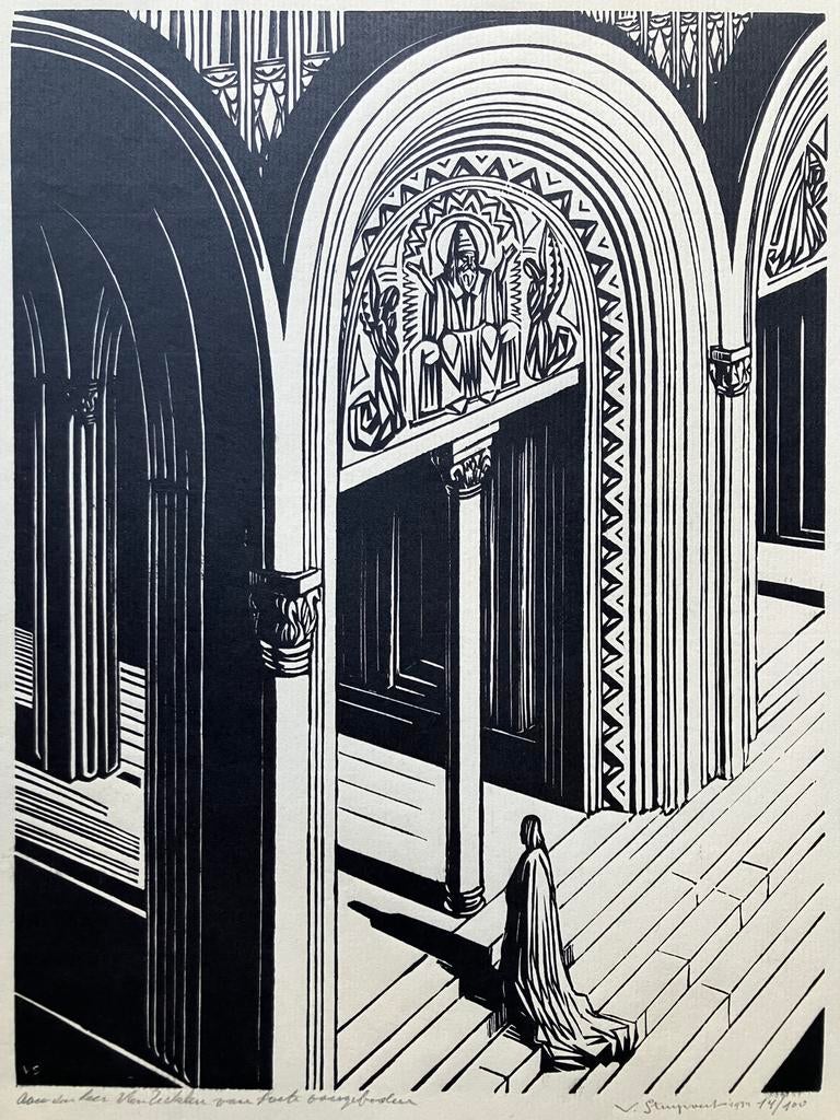 Houtsnede Victor Stuyvaert (1897-1974), Ophalen of Verzenden