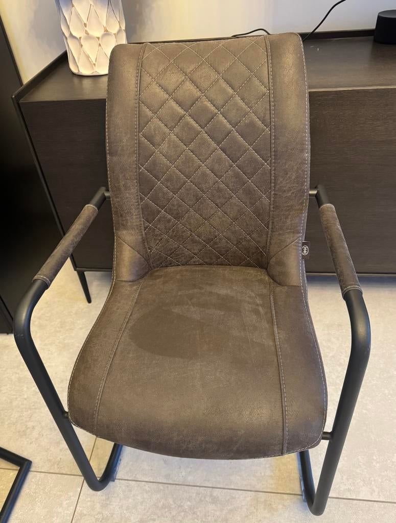 8 stoelen van Henders & Hazel met armleuningen – micro suede, Huis en Inrichting, Stoelen, Ophalen, Zo goed als nieuw, Grijs, Vijf, Zes of meer stoelen