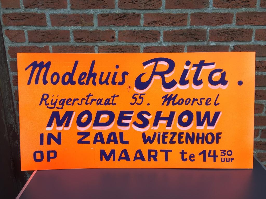 Reclamebord Modehuis Rita, Moorsel, Aalst, Ophalen of Verzenden, Gebruikt, Reclamebord