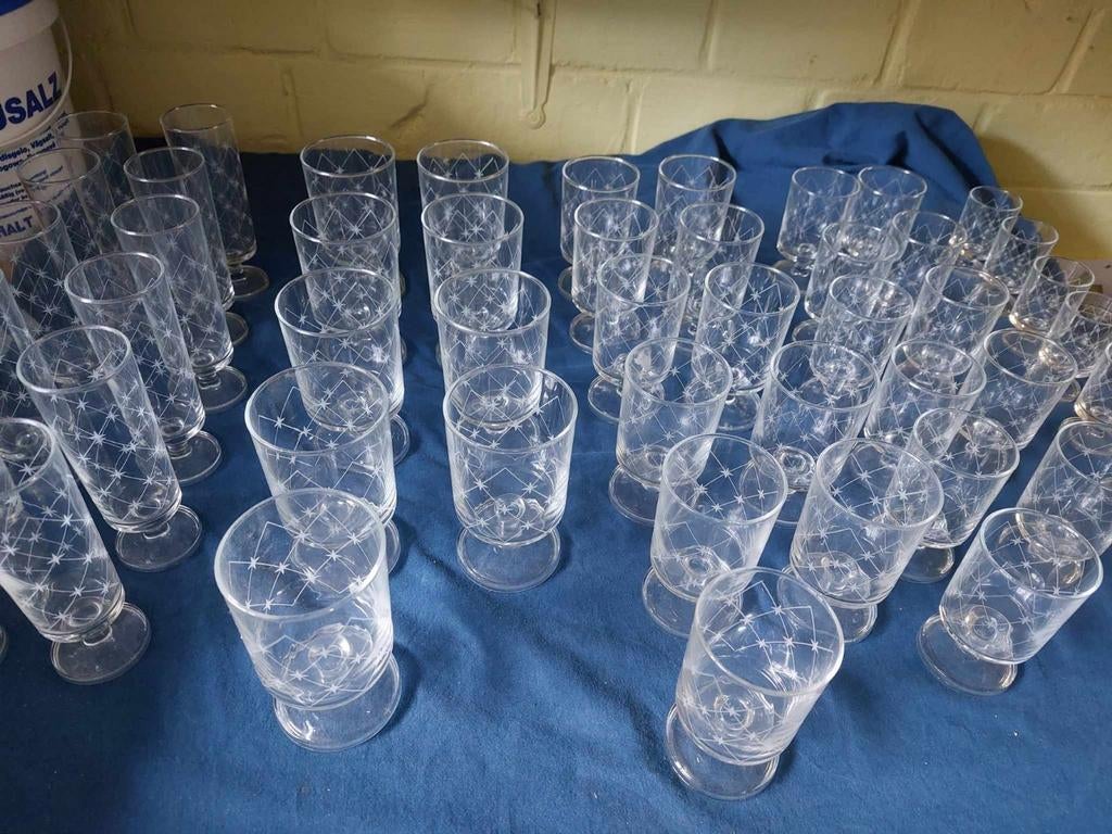 Vintage glasservies met kleine sterretjes, Ophalen of Verzenden, Gebruikt