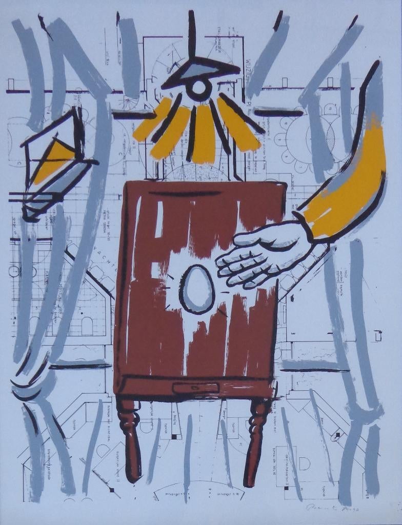 FRED BERVOETS / FIGURATIE / KLEURZEEFDRUK / 99x81cm / KADER, Antiquités & Art, Art | Lithographies & Sérigraphies, Enlèvement