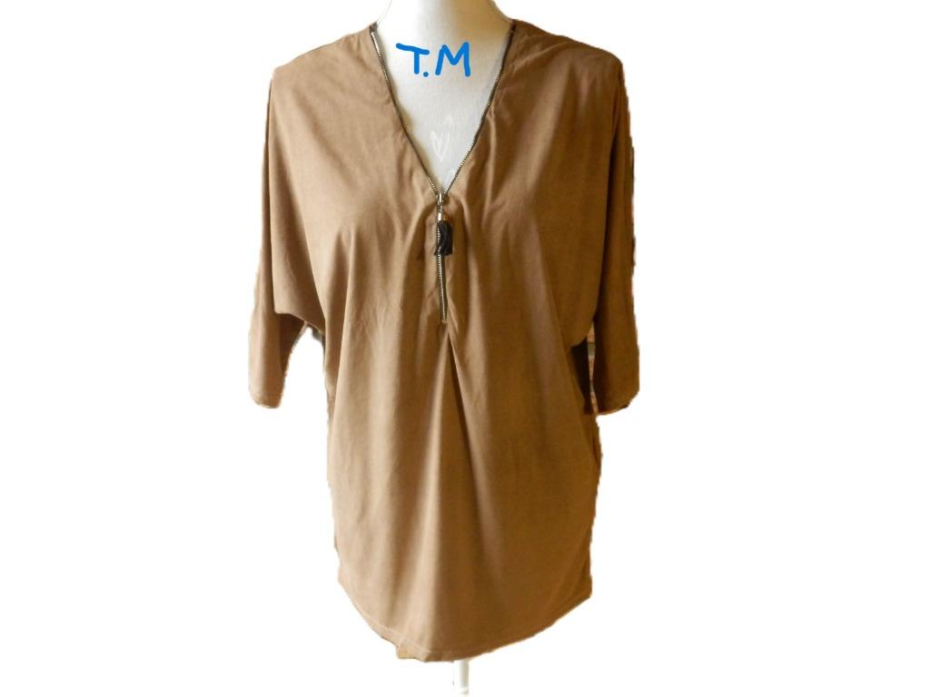 (140)- blouse femme t.38 camel - mosquitos -, Kleding | Dames, Blouses en Tunieken, Zo goed als nieuw, Maat 38/40 (M), Bruin, Ophalen of Verzenden