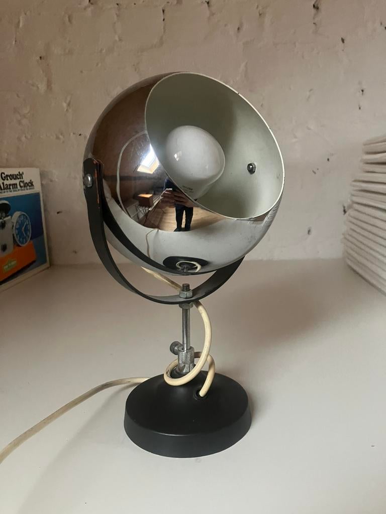 Vintage chrome eyeball lamp 70’s, Ophalen, Gebruikt