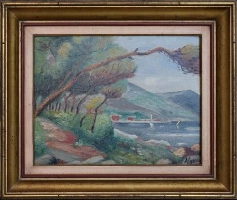 huile sur panneau paysage signe amedee lynen, Antiquités & Art, Enlèvement ou Envoi