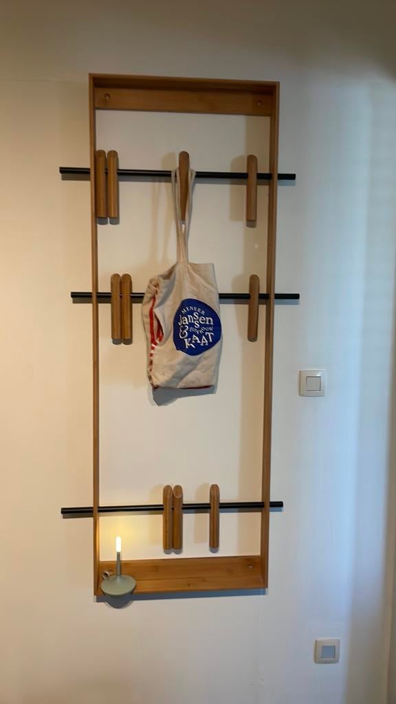 Groot Design kapstok koperhuis Gent bamboe hout, Huis en Inrichting, Woonaccessoires | Kapstokken, Ophalen, Zo goed als nieuw