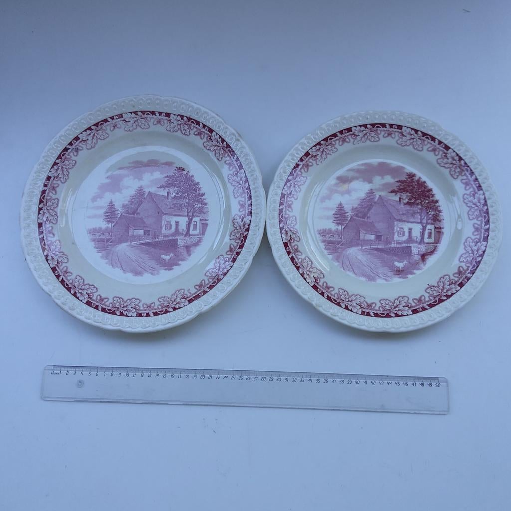 2 grote mid- century serveerschalen. Diameter: 30-33 cm, Ophalen of Verzenden