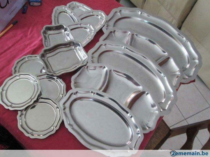 Plateaux (15) en inox, Huis en Inrichting, Woonaccessoires | Dienbladen, Ophalen, Zo goed als nieuw, Ovaal, Metaal