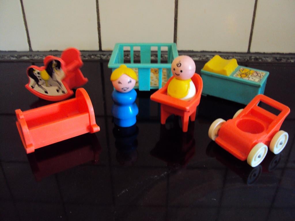 Fisher price, groot nursery set met baby'tje, mama.*Vintage*, Ophalen of Verzenden