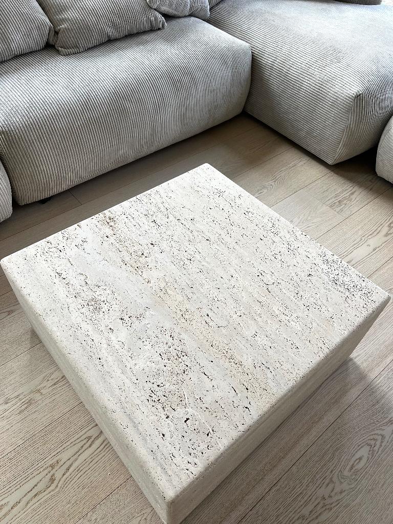 Nieuwe travertin salontafel, Ophalen, 50 tot 100 cm, Vierkant, Nieuw