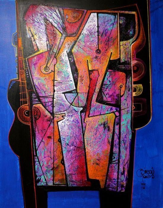 "Vestida en Rosa Andino” Acrylschilderij van Simeon Gonzales, Enlèvement