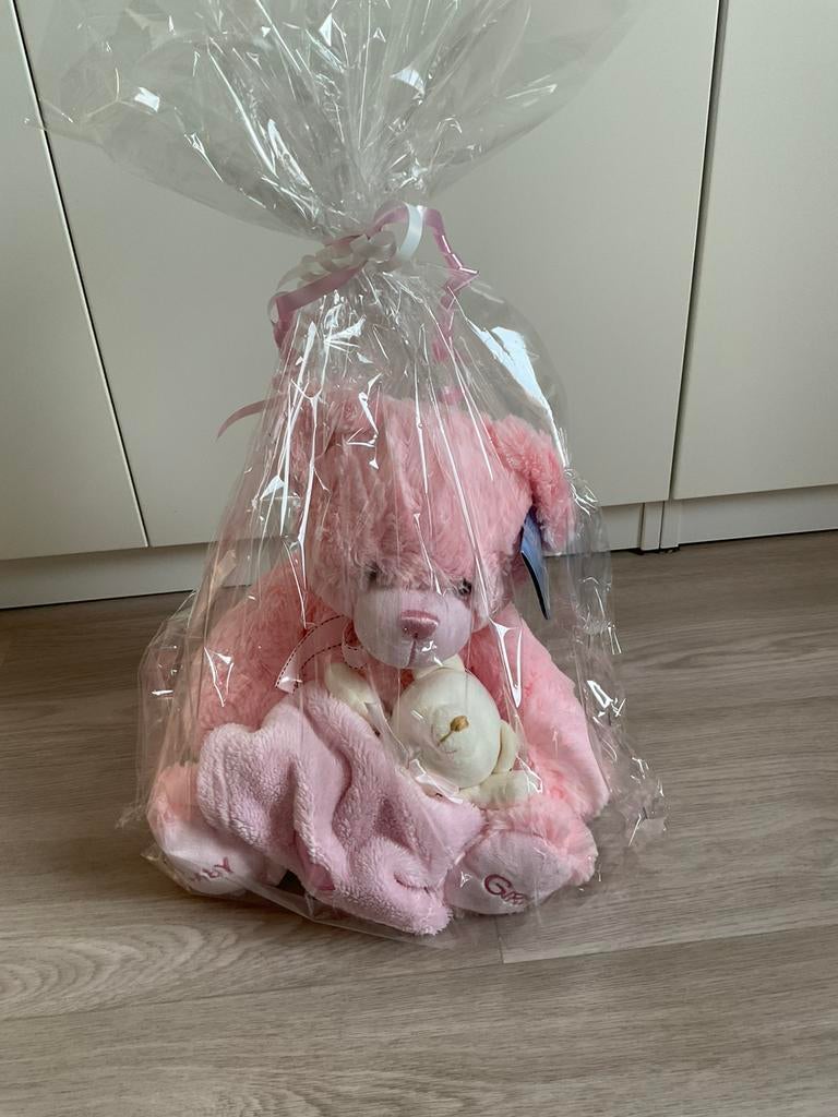 Roze zacht beer met knuffel. Keel toys, Kinderen en Baby's, Kraamcadeaus en Geboorteborden, Ophalen of Verzenden, Nieuw, Kraamcadeau