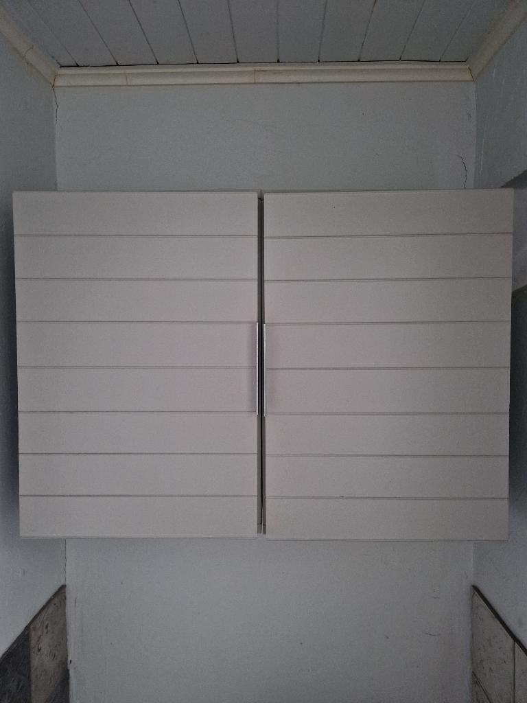 2 grijze hangkasten, Ophalen, Minder dan 50 cm, Gebruikt, Minder dan 100 cm