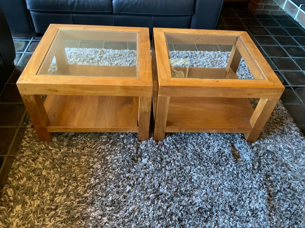 2 tables de salon en bois, Moins de 50 cm, 50 à 100 cm, Carré, Enlèvement