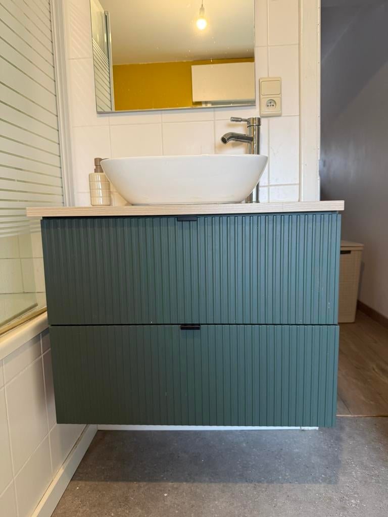 Meuble vasque à 2 tiroirs avec miroir, Enlèvement, Neuf